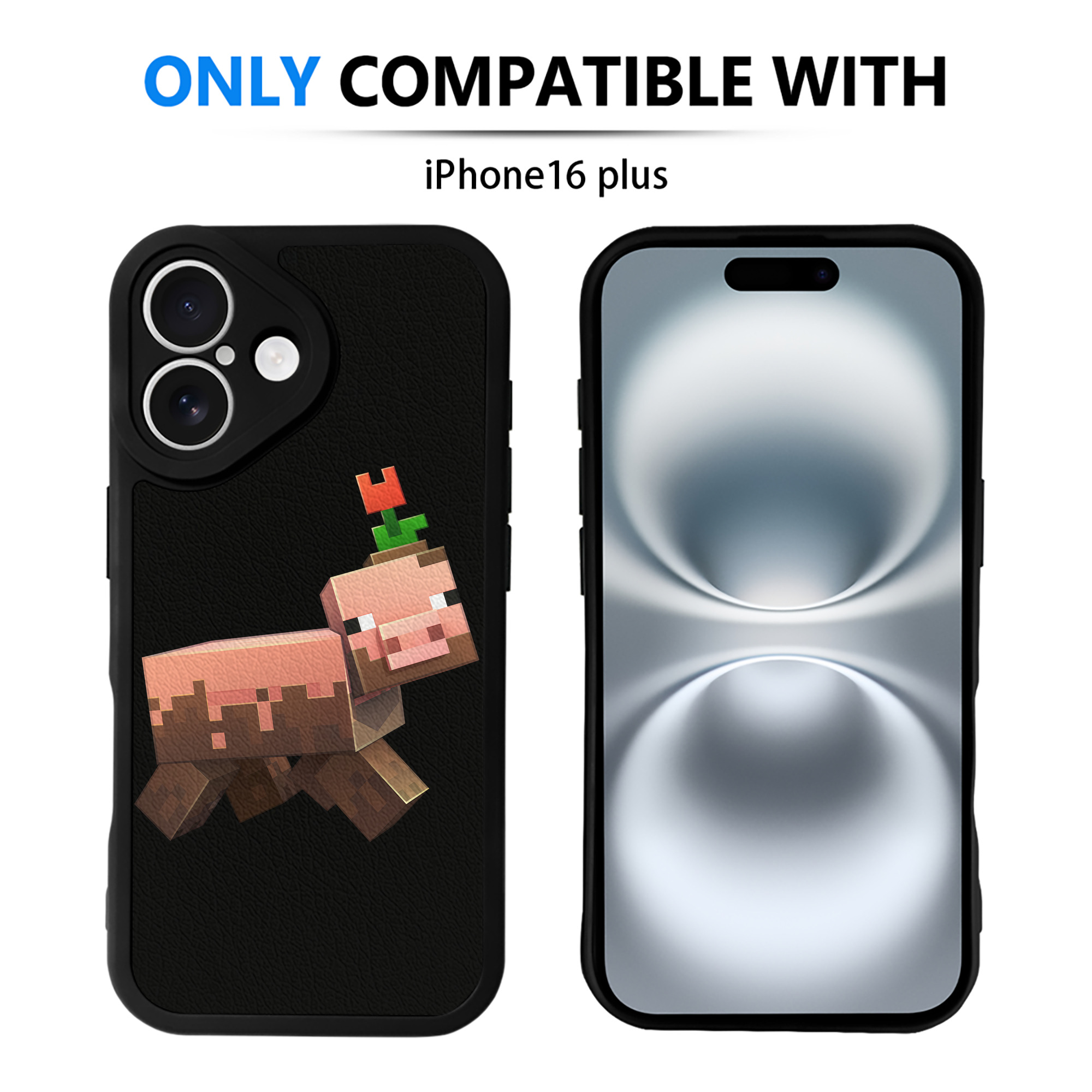 （画像用） マインクラフト ブロックの世界 Minecraft MC Block world 【iPhone 16シリーズ対応】シリコンスマホケース（レザー調） 材質：シリコン